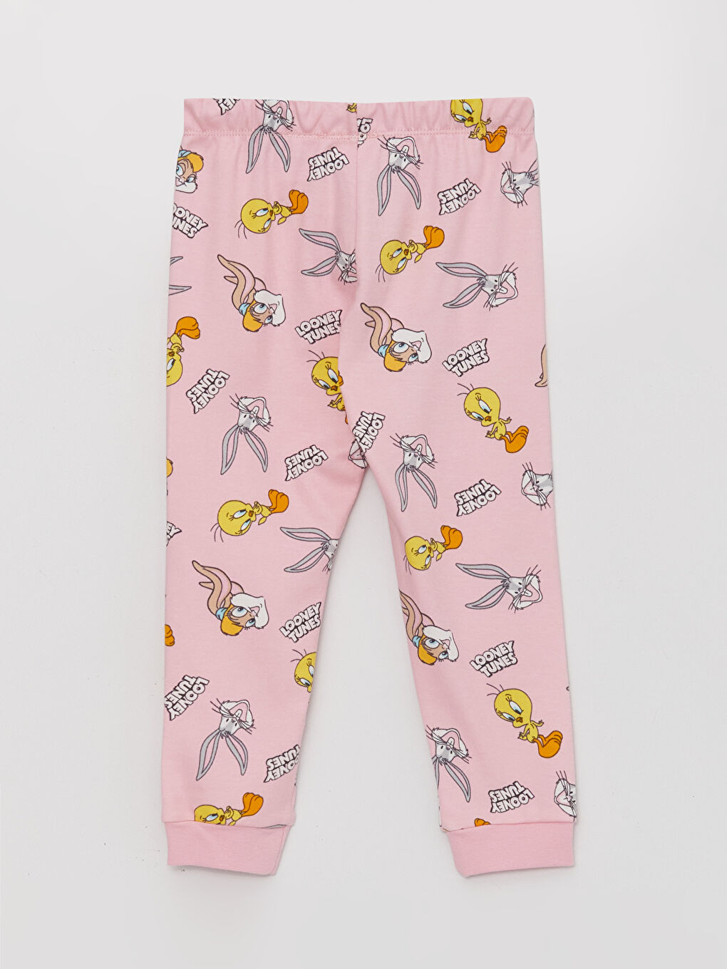 LCW baby Pembe Bisiklet Yaka Uzun Kollu Looney Tunes Baskılı Kız Bebek Pijama Takımı - 4