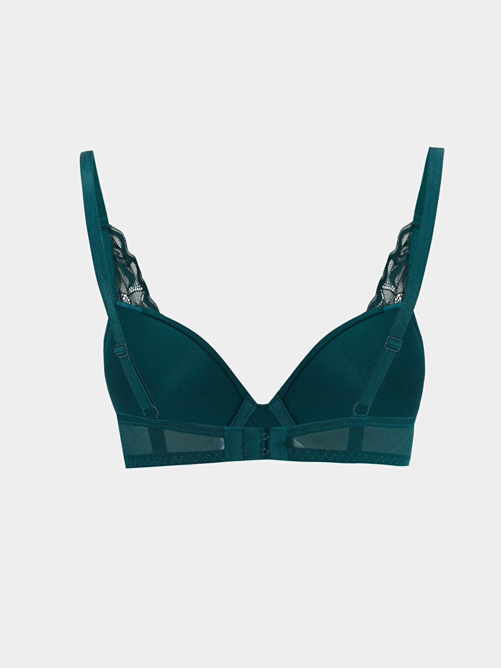 Окабелен леко подплатен сутиен с дантелени детайли тип тениска-1