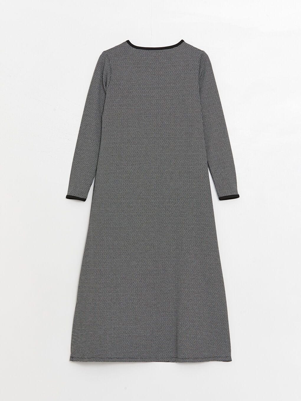 فستان نساء بكول مدور وكم طويل مع بلوك ديال الألوان-6