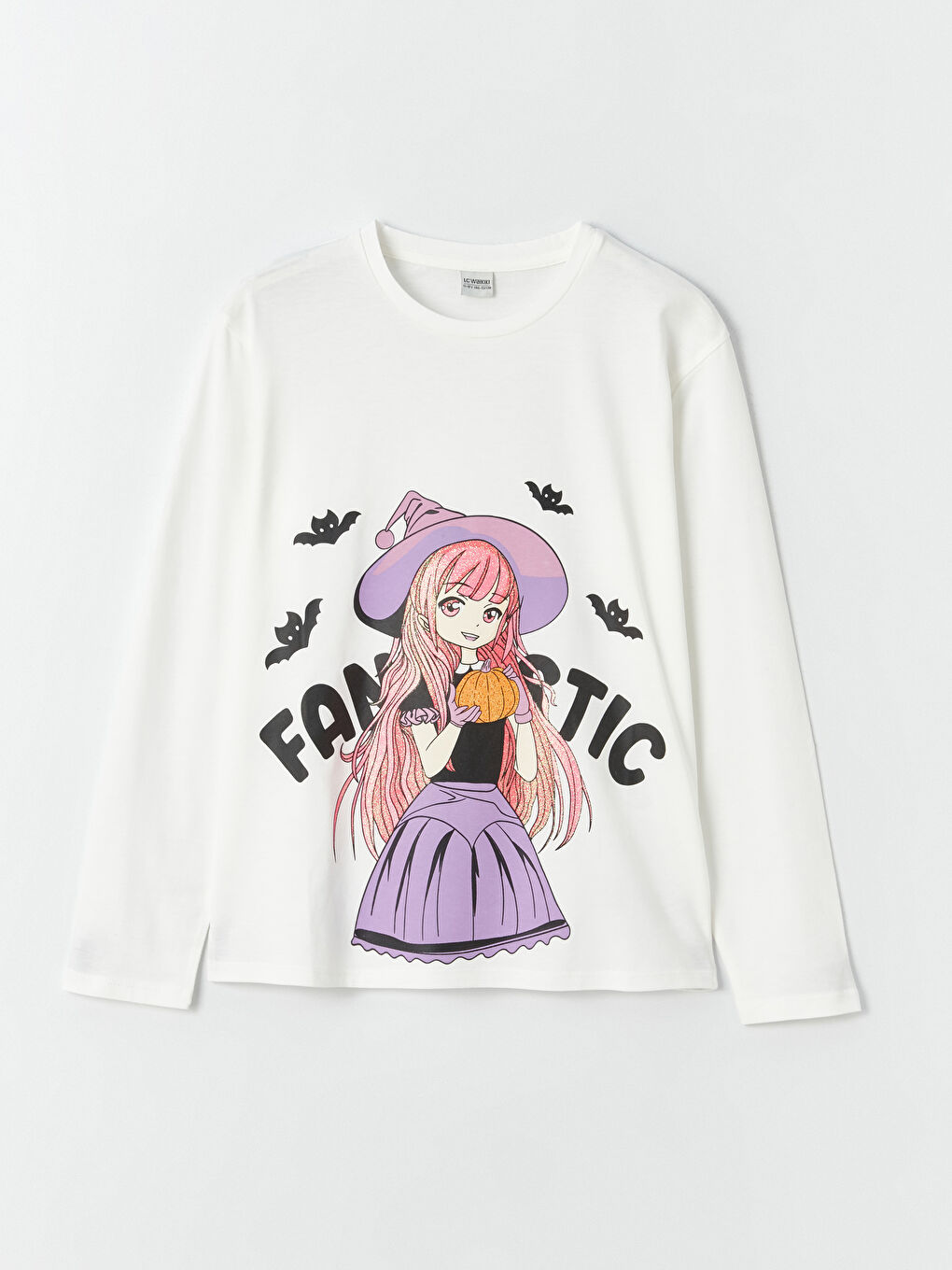 LCW Kids Crew Neck Printed Long Sleeve Girls' T-Shirt -W3AN18Z4-FDU