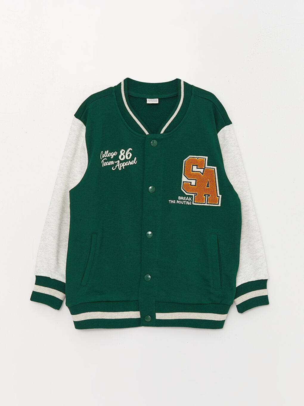 Yeşil Rahat Kalıp Nakışlı Erkek Çocuk Kolej Ceket