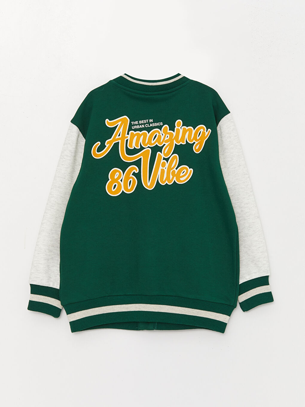 Yeşil Rahat Kalıp Nakışlı Erkek Çocuk Kolej Ceket-1