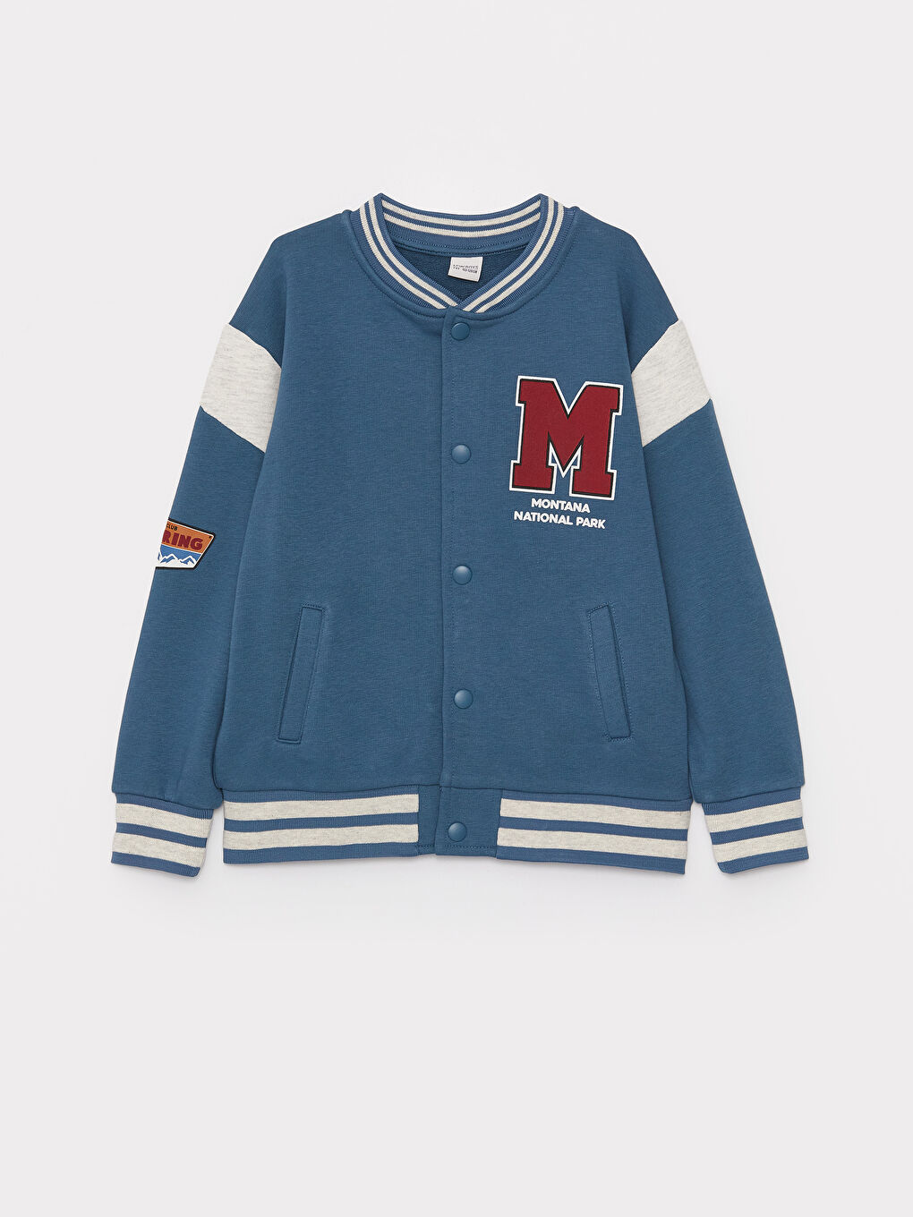 Petrol Rahat Kalıp Baskılı Erkek Çocuk Kolej Ceket