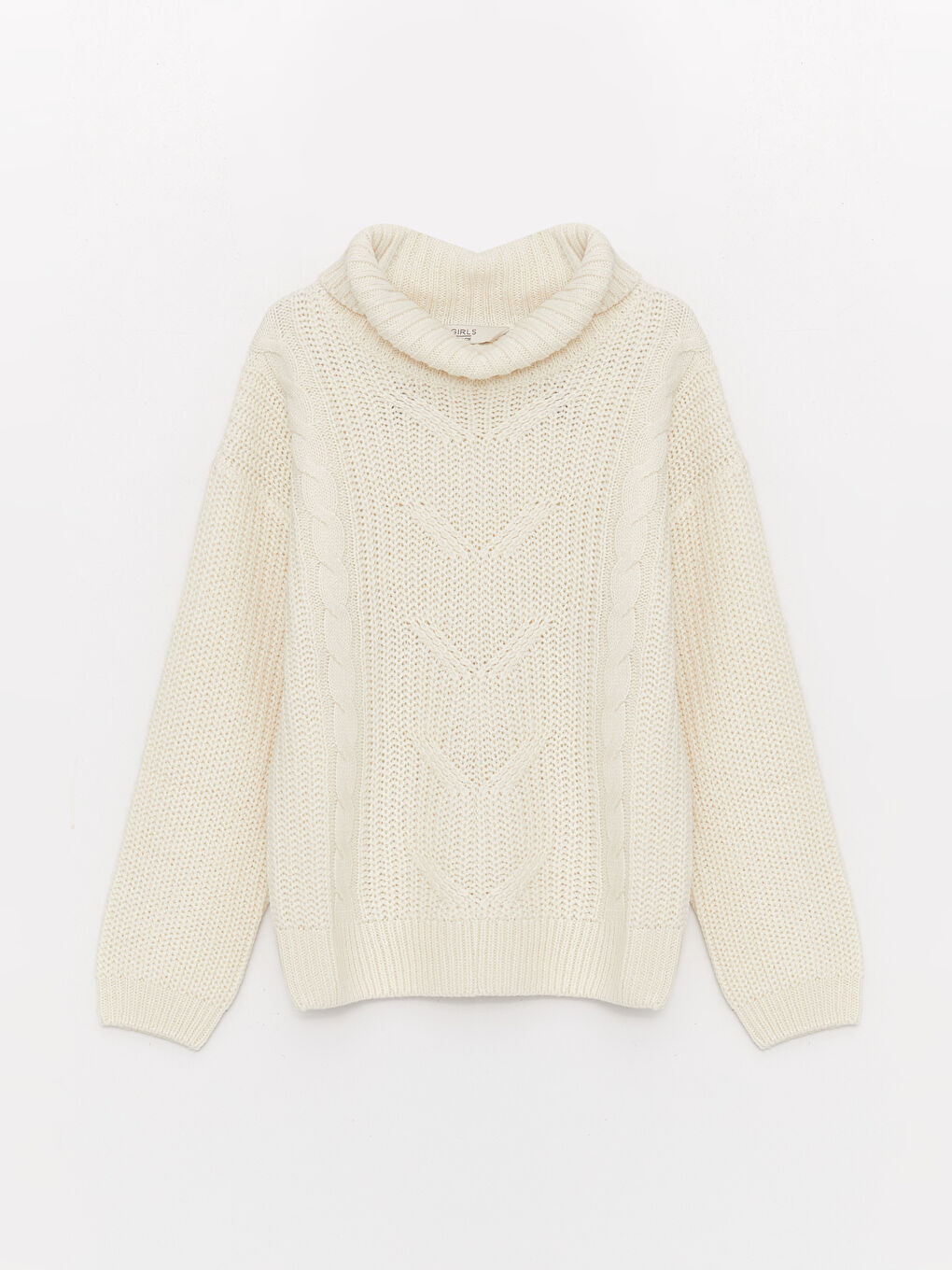Turtleneck Knit Patterned Long Sleeve Girls' Knitwear Sweater -W3AN90Z4-FRC