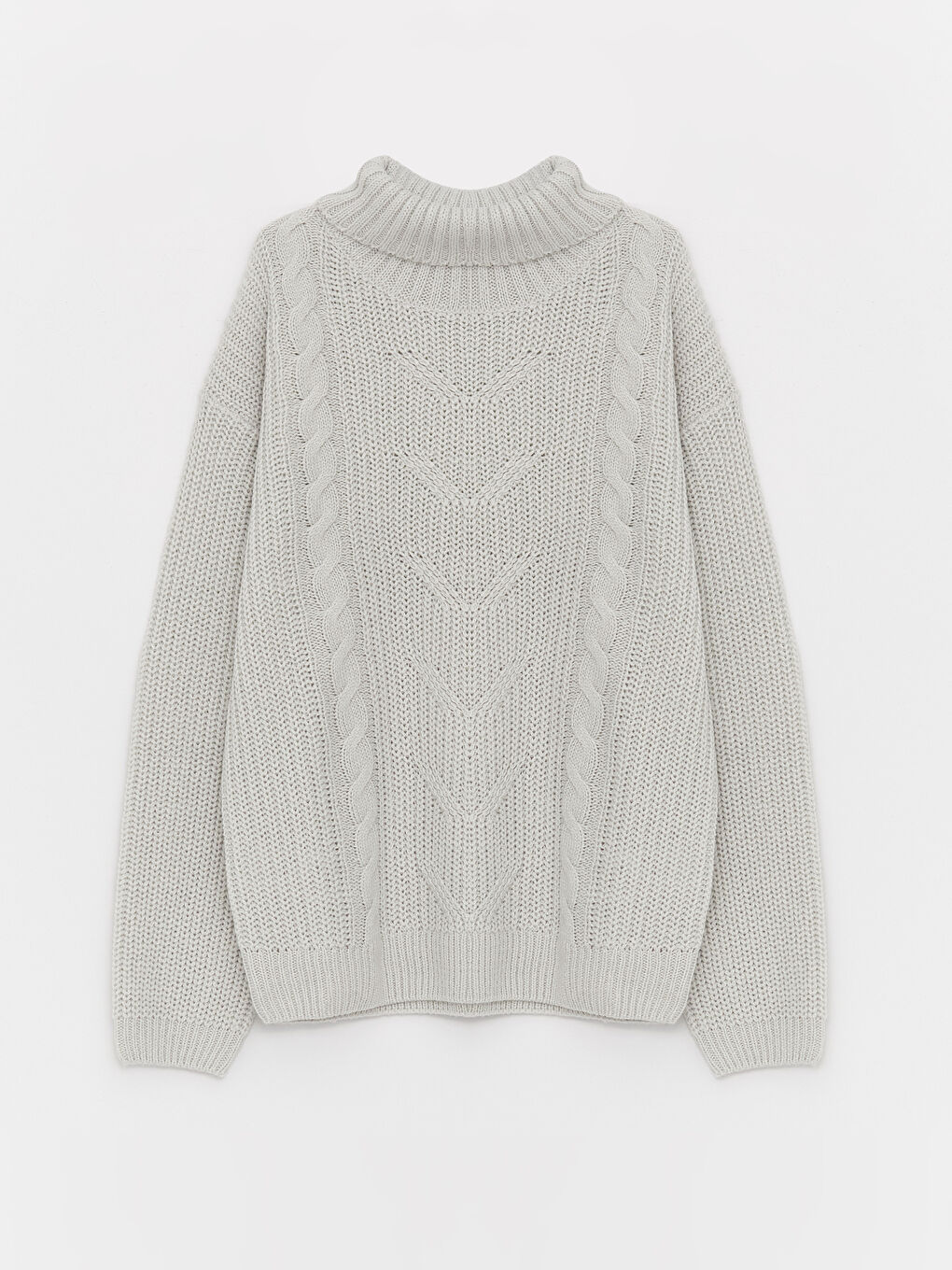 LCW Kids Turtleneck Knit Patterned Long Sleeve Girls' Knitwear Sweater -W3AN90Z4-QXF