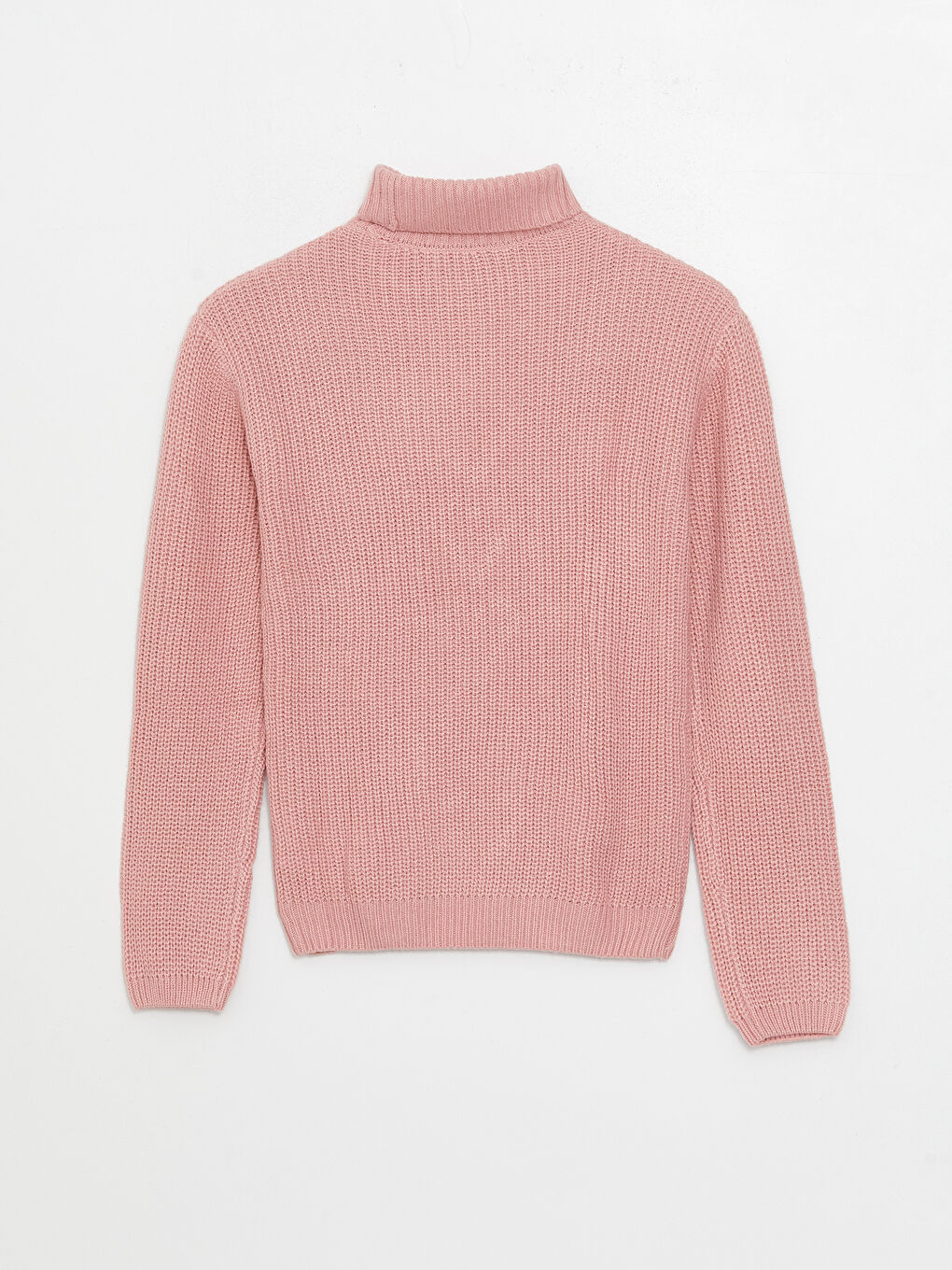 Трикотажный свитер для девочек с длинными рукавами и рисунком с высоким воротом-1