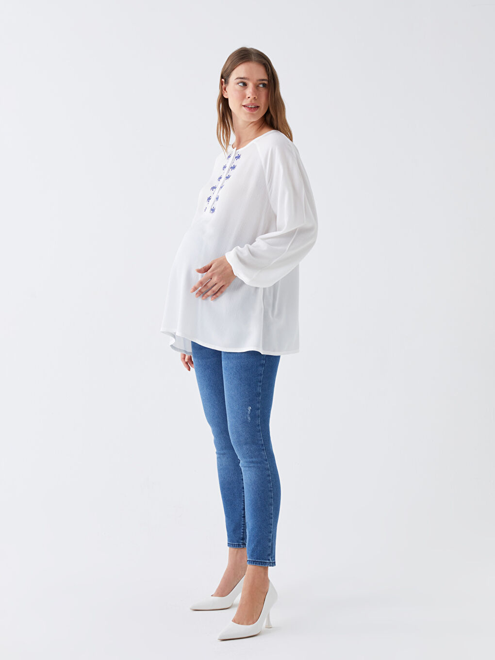 LCWAIKIKI Maternity Orta İndigo Rodeo Karın Panelli Slim Mom Hamile Jean Pantolon - 1