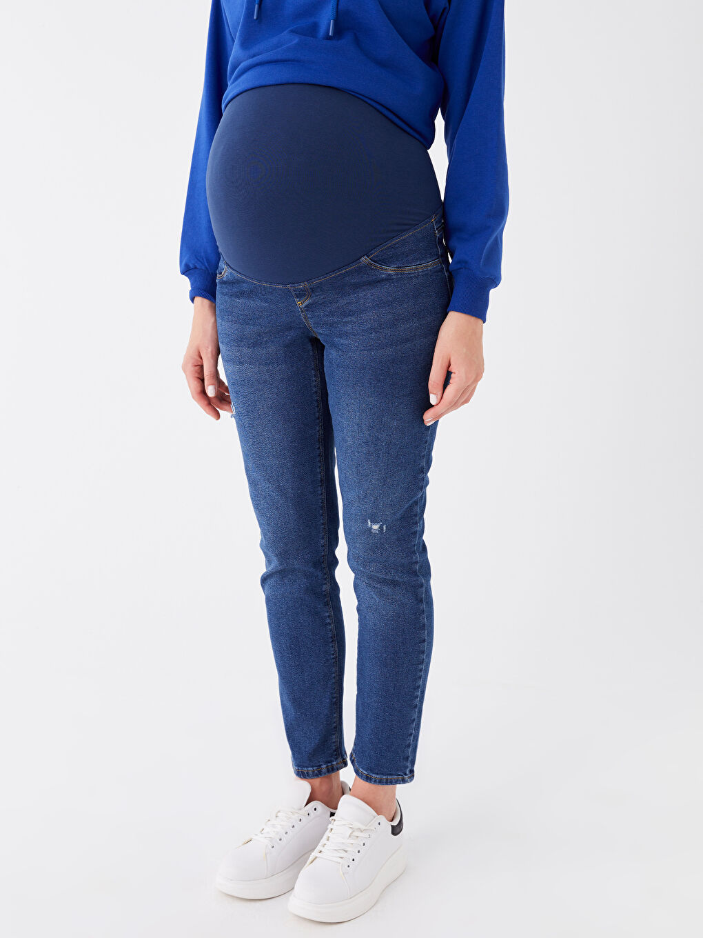 LCWAIKIKI Maternity Orta İndigo Rodeo Karın Panelli Boyfriend Fit Hamile Jean Pantolon - 3