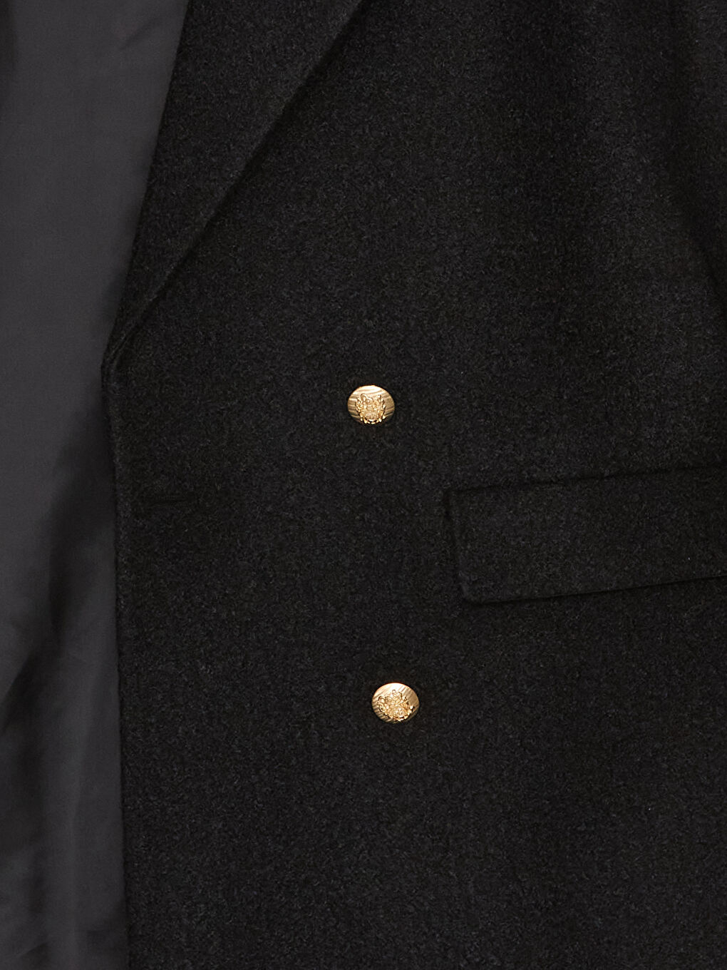 Siyah Ceket Yaka Kadın Kaşe Kaban-7