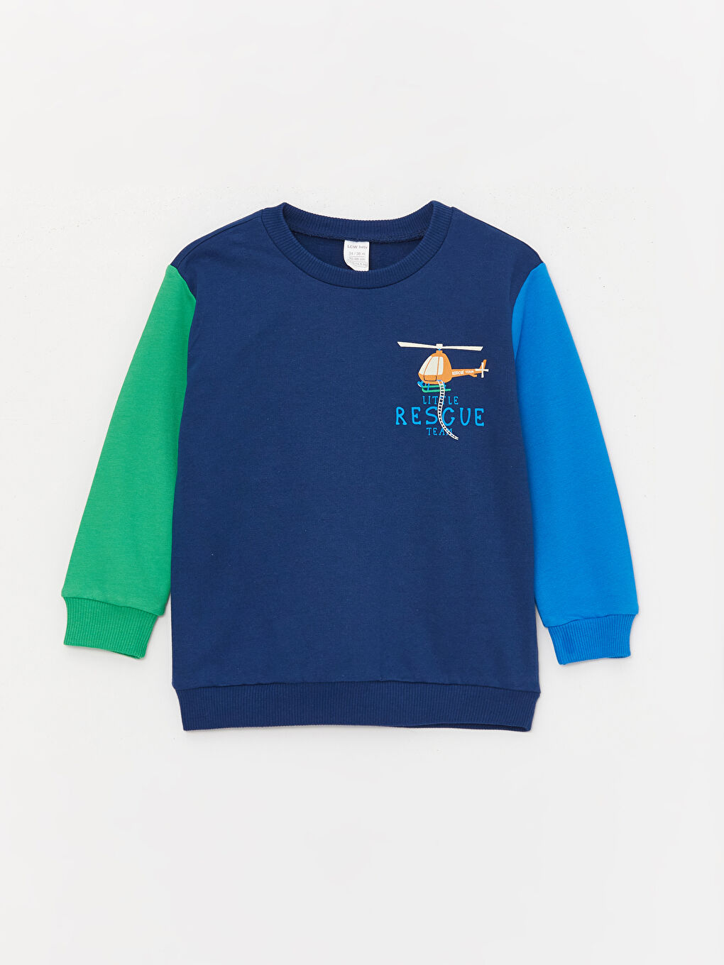 მრგვალი საყელო გრძელმკლავიანი ნაბეჭდი ბავშვის ბიჭის სპორტული მაისური 2-შეკვრა-1