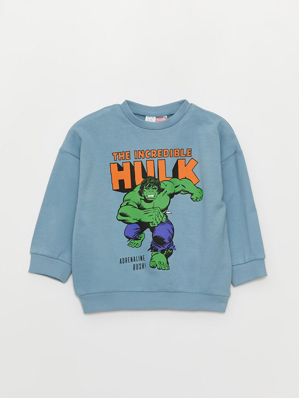 LCW baby Mavi Bisiklet Yaka Uzun Kollu Hulk Baskılı Erkek Bebek Sweatshirt ve Eşofman Altı 2'li Takım - 1