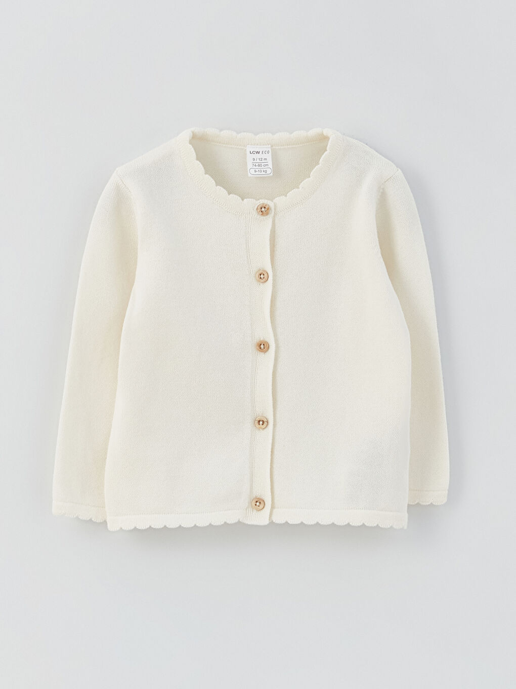 Ekru Bisiklet Yaka Kız Bebek Triko Hırka