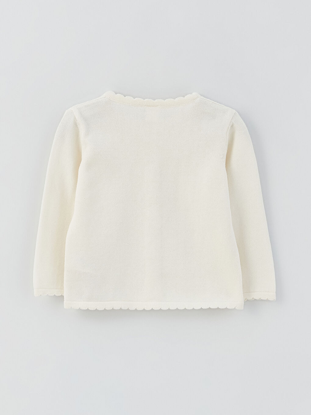 Ekru Bisiklet Yaka Kız Bebek Triko Hırka-1