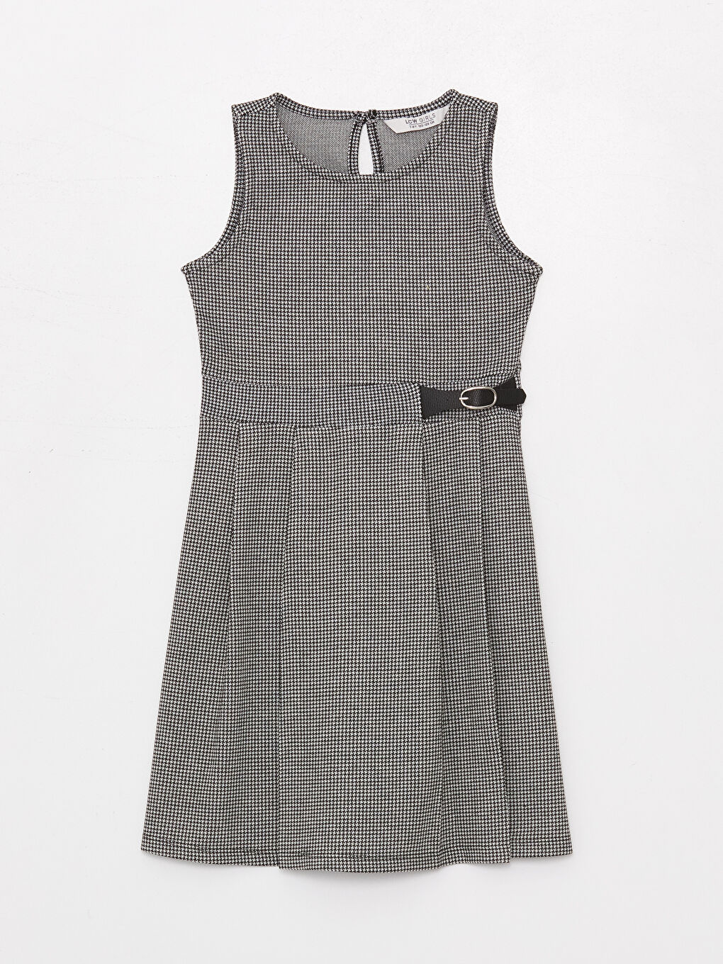 Crew Neck Herringbone Pattern Baby Girl Dress