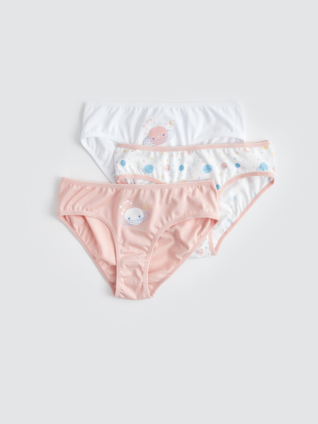 Beyaz Baskılı Kız Çocuk Külot 3'lü