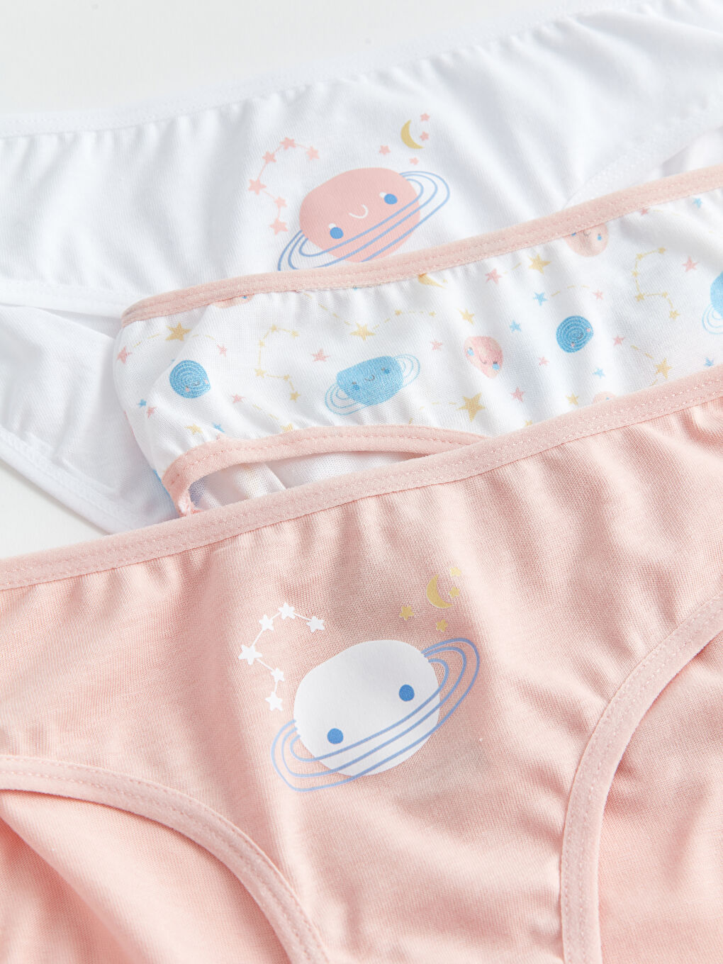 Beyaz Baskılı Kız Çocuk Külot 3'lü-2