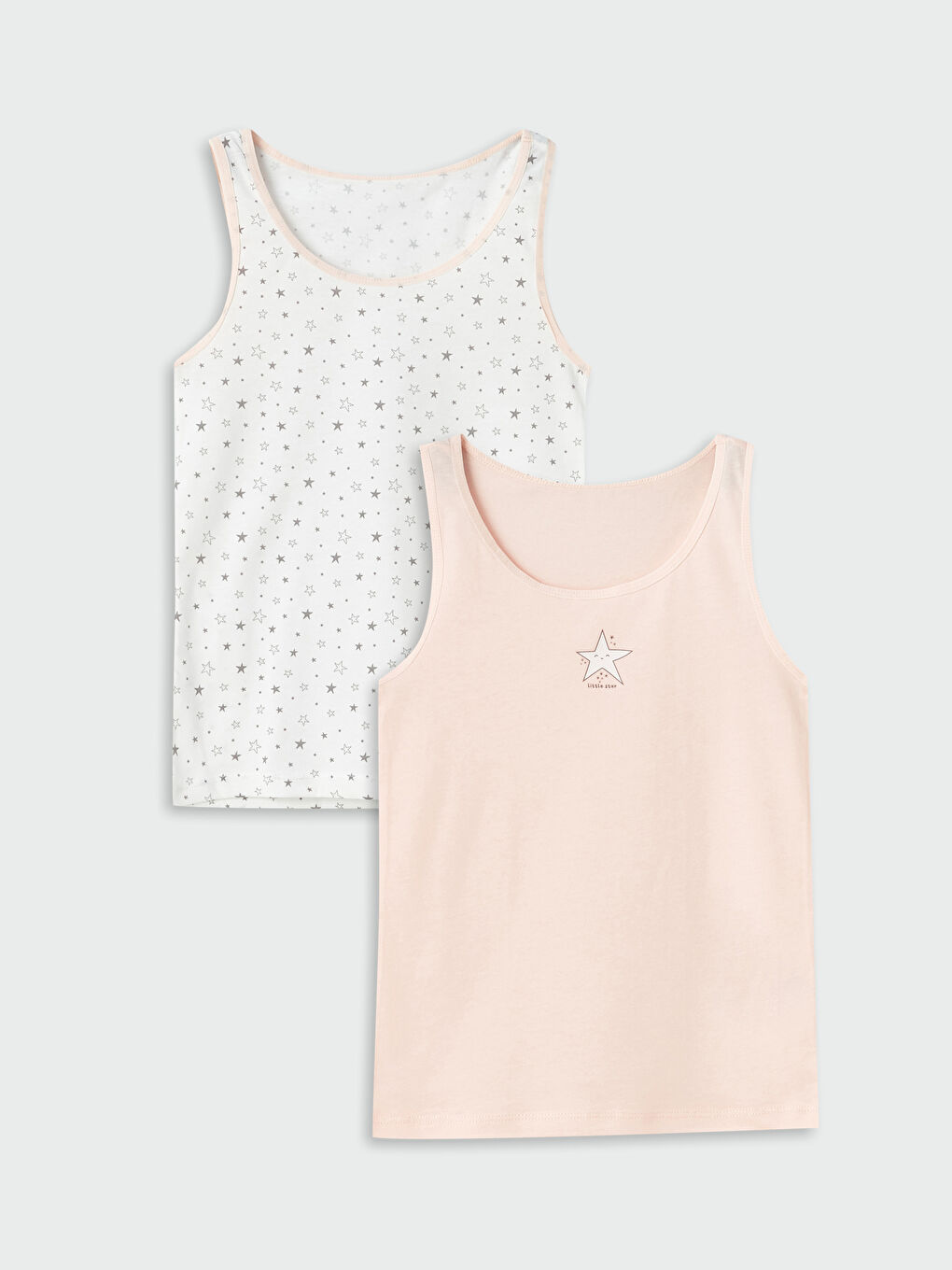 Pembe Bisiklet Yaka Baskılı Kız Çocuk Atlet 2'li