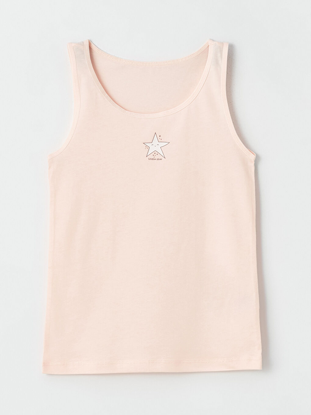 Pembe Bisiklet Yaka Baskılı Kız Çocuk Atlet 2'li-1