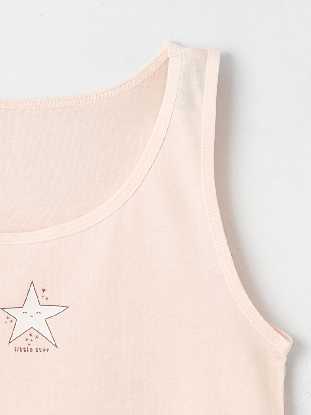 Pembe Bisiklet Yaka Baskılı Kız Çocuk Atlet 2'li-2