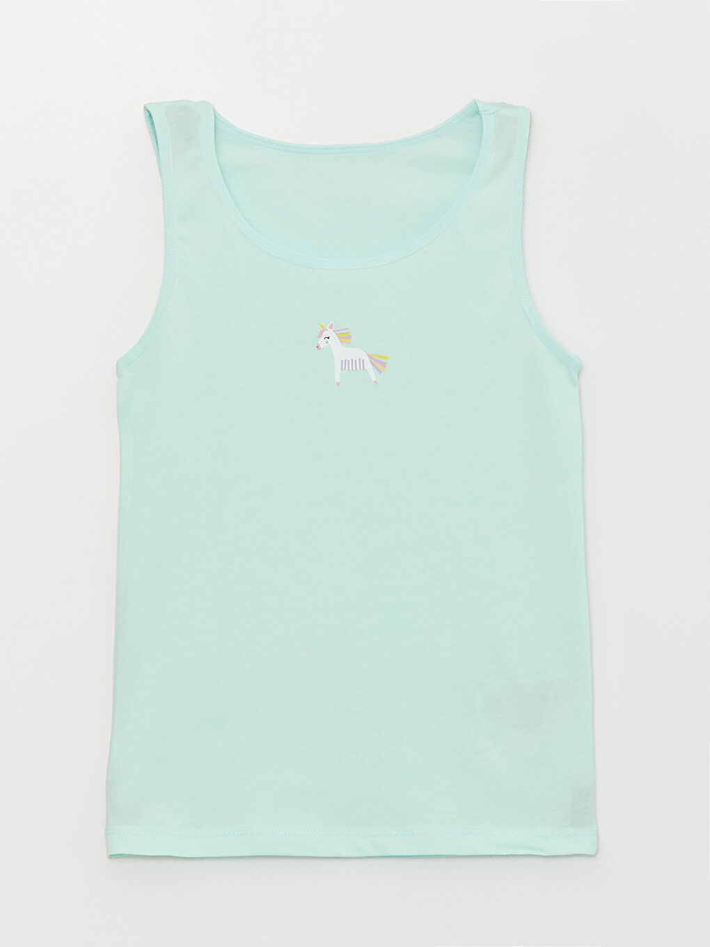 Turkuaz Bisiklet Yaka Baskılı Kız Çocuk Atlet 2'li-1