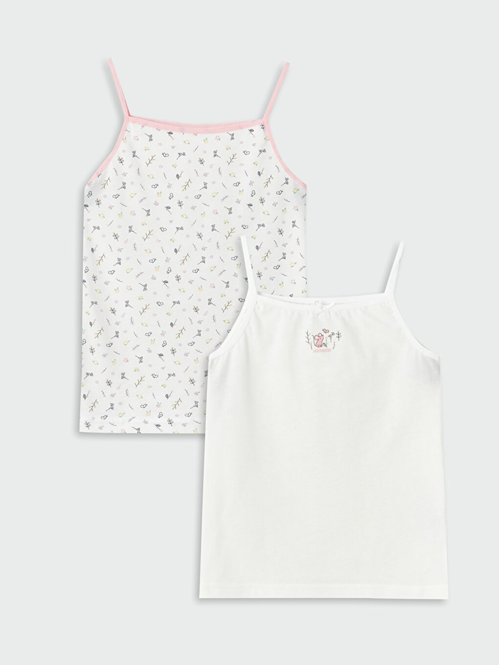 LCW Kids Square Collar Printed Strappy Girls' Vest 2 Pack -W3AP31Z4-LRA
