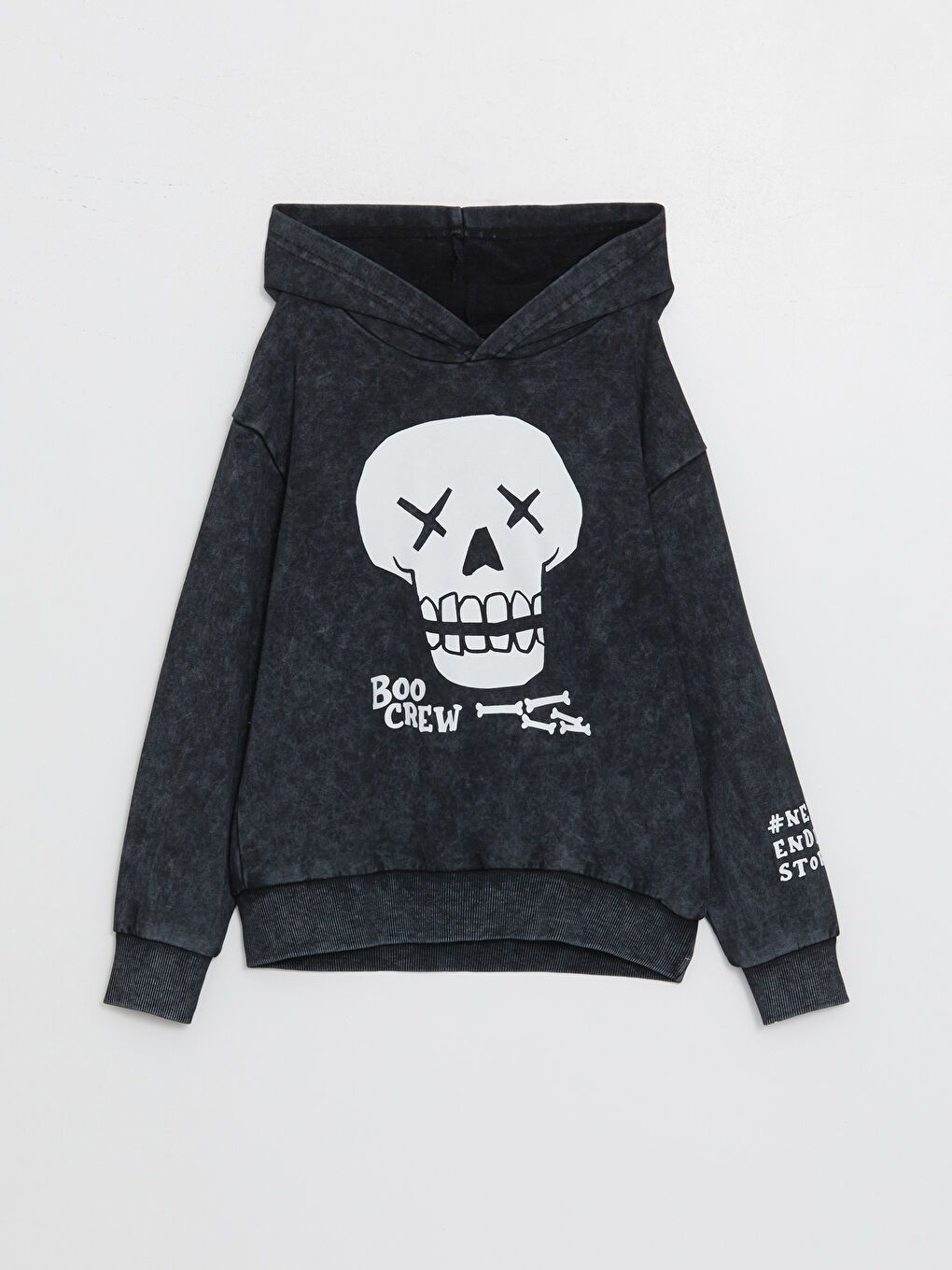 LCW Kids Siyah H12 Rahat Kalıp Baskılı Erkek Çocuk Hoodie