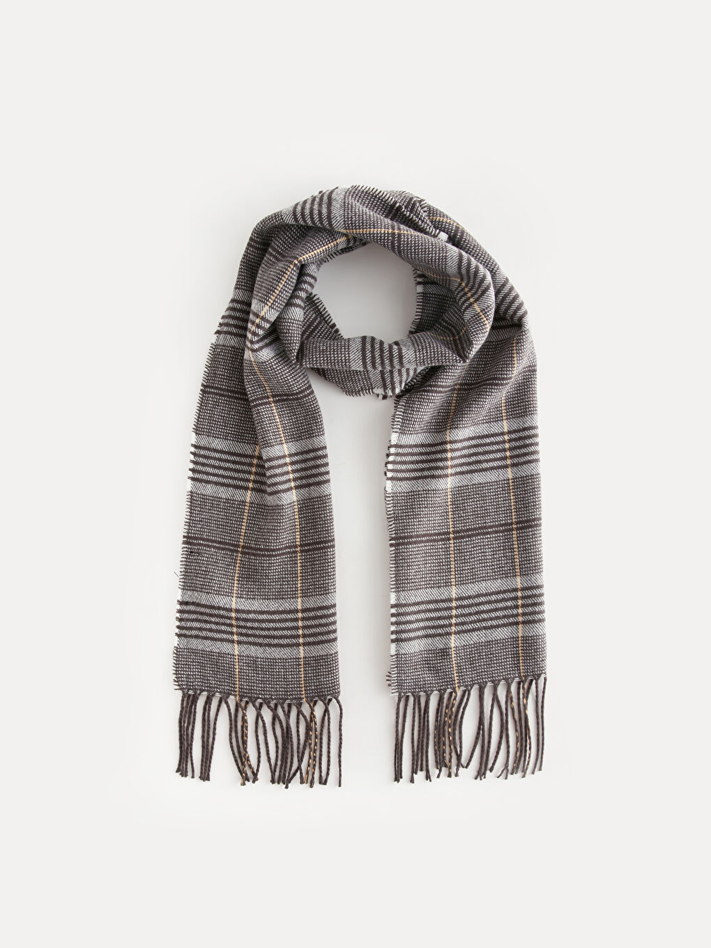LCW ACCESSORIES Tasseled Plaid Men's Scarf -W3AP75Z8-LML