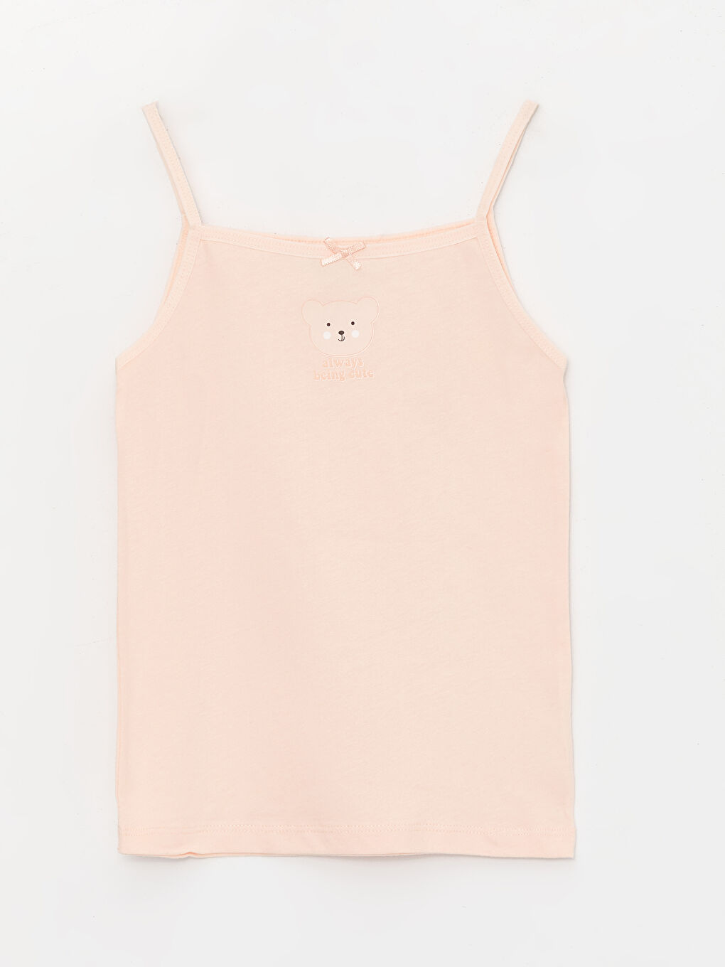 Pembe Kare Yaka Baskılı Askılı Kız Çocuk Atlet 2'li-1