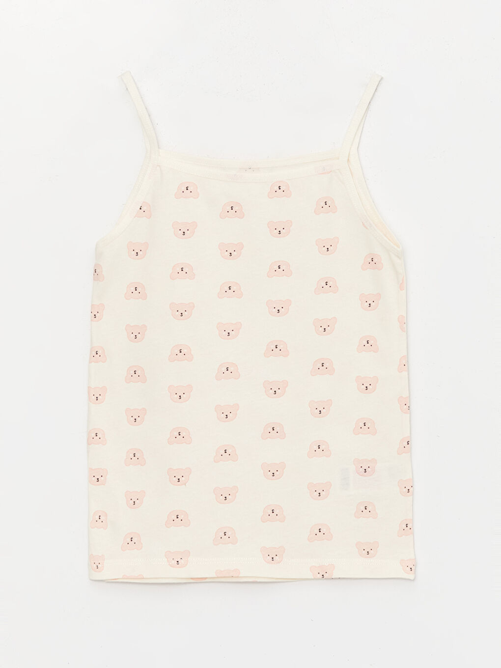 Pembe Kare Yaka Baskılı Askılı Kız Çocuk Atlet 2'li-4