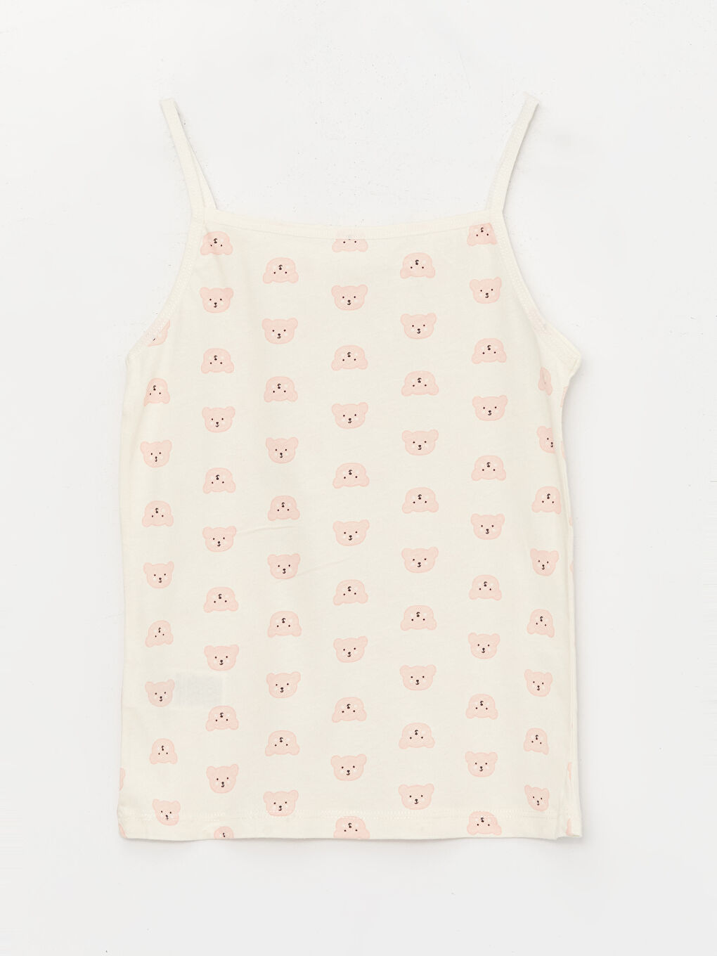 Pembe Kare Yaka Baskılı Askılı Kız Çocuk Atlet 2'li-5