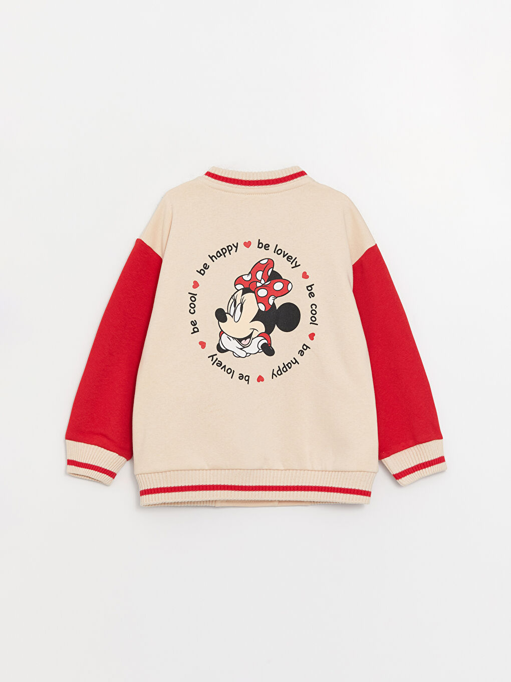 LCW baby Ten Rengi Kolej Yaka Uzun Kollu Minnie Mouse Baskılı Kız Bebek Bomber Ceket - 1