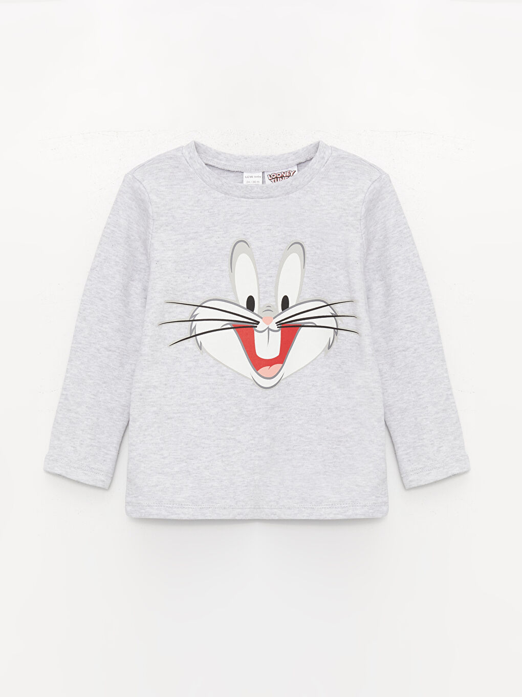 LCW baby Beyaz Bisiklet Yaka Uzun Kollu Bugs Bunny Baskılı Erkek Bebek Pijama Takımı - 1