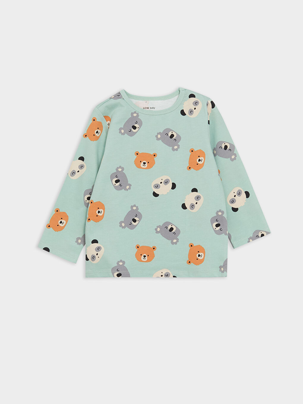 Yeşil Bisiklet Yaka Uzun Kollu Erkek Bebek Pijama Takımı-1