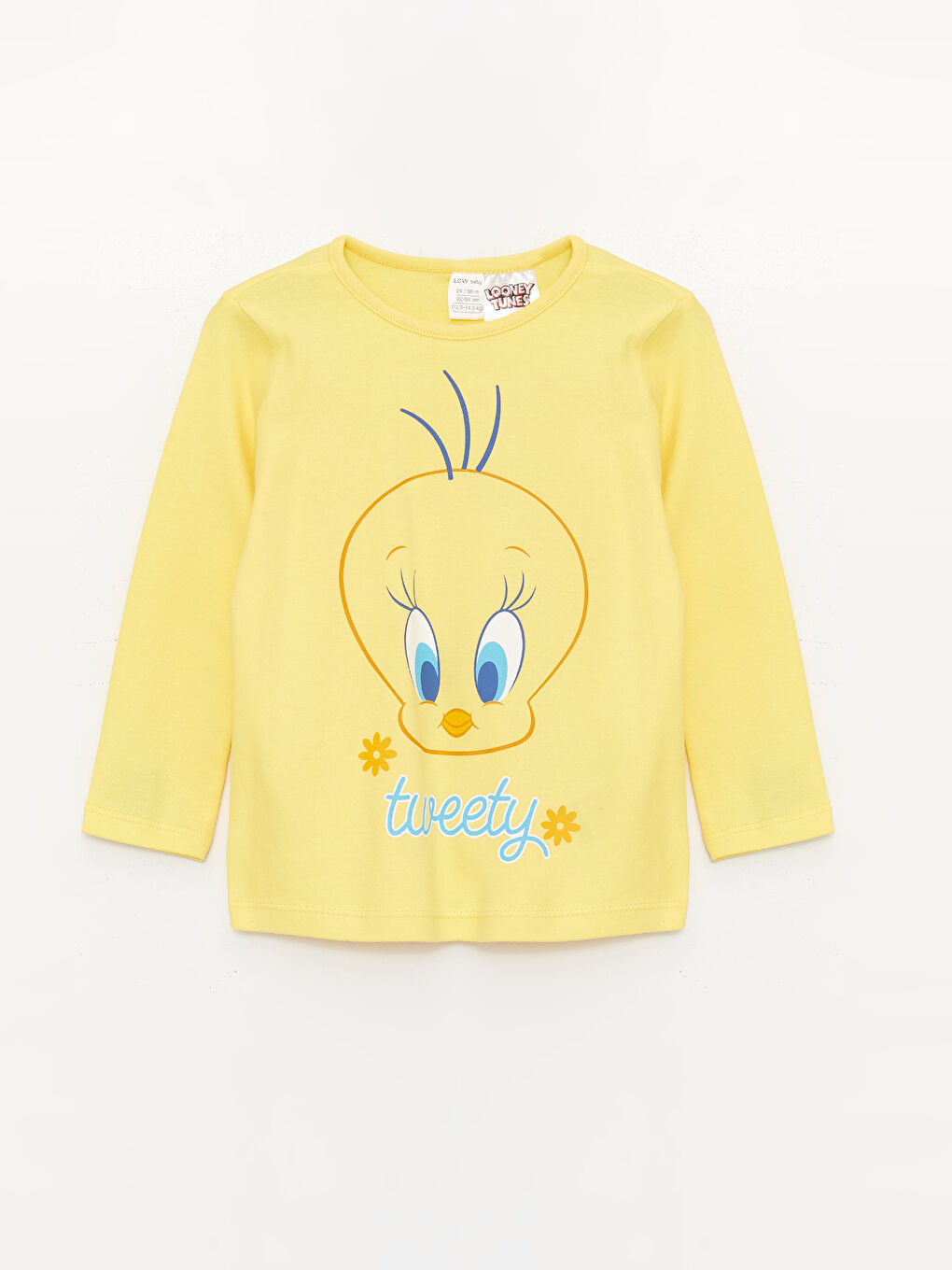 LCW baby Sarı Bisiklet Yaka Tweety Baskılı Kız Bebek Pijama Takımı - 1