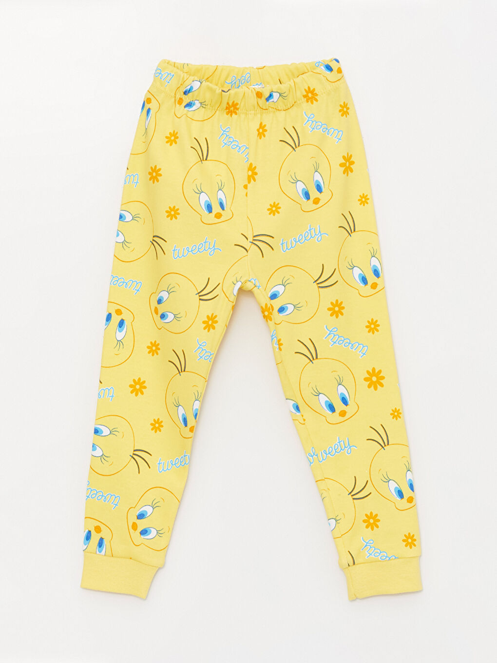 LCW baby Sarı Bisiklet Yaka Tweety Baskılı Kız Bebek Pijama Takımı - 3