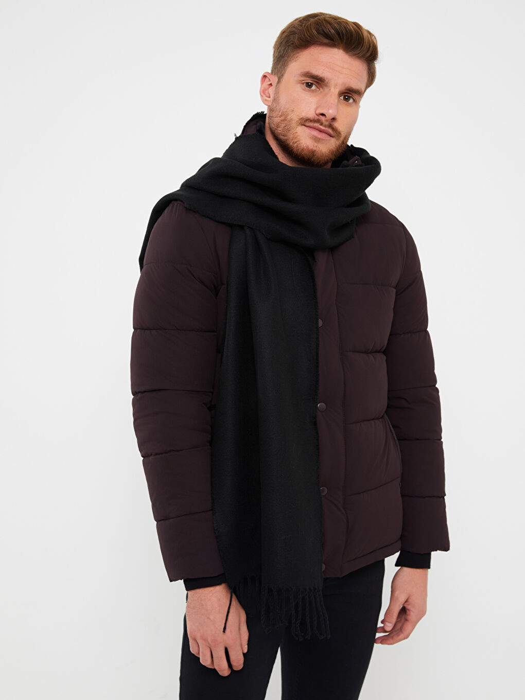 LCW ACCESSORIES Short Fringed Men's Scarf -W3AQ40Z8-HUC