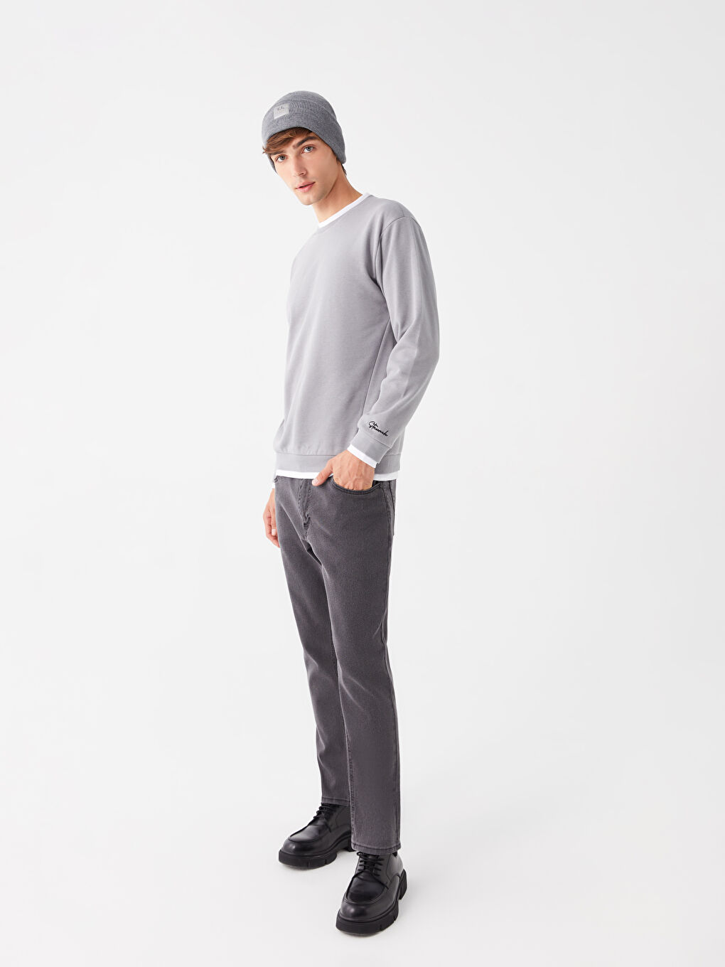 Ерлерге арналған егжей-тегжейлі трикотаж бини шапкасы-1