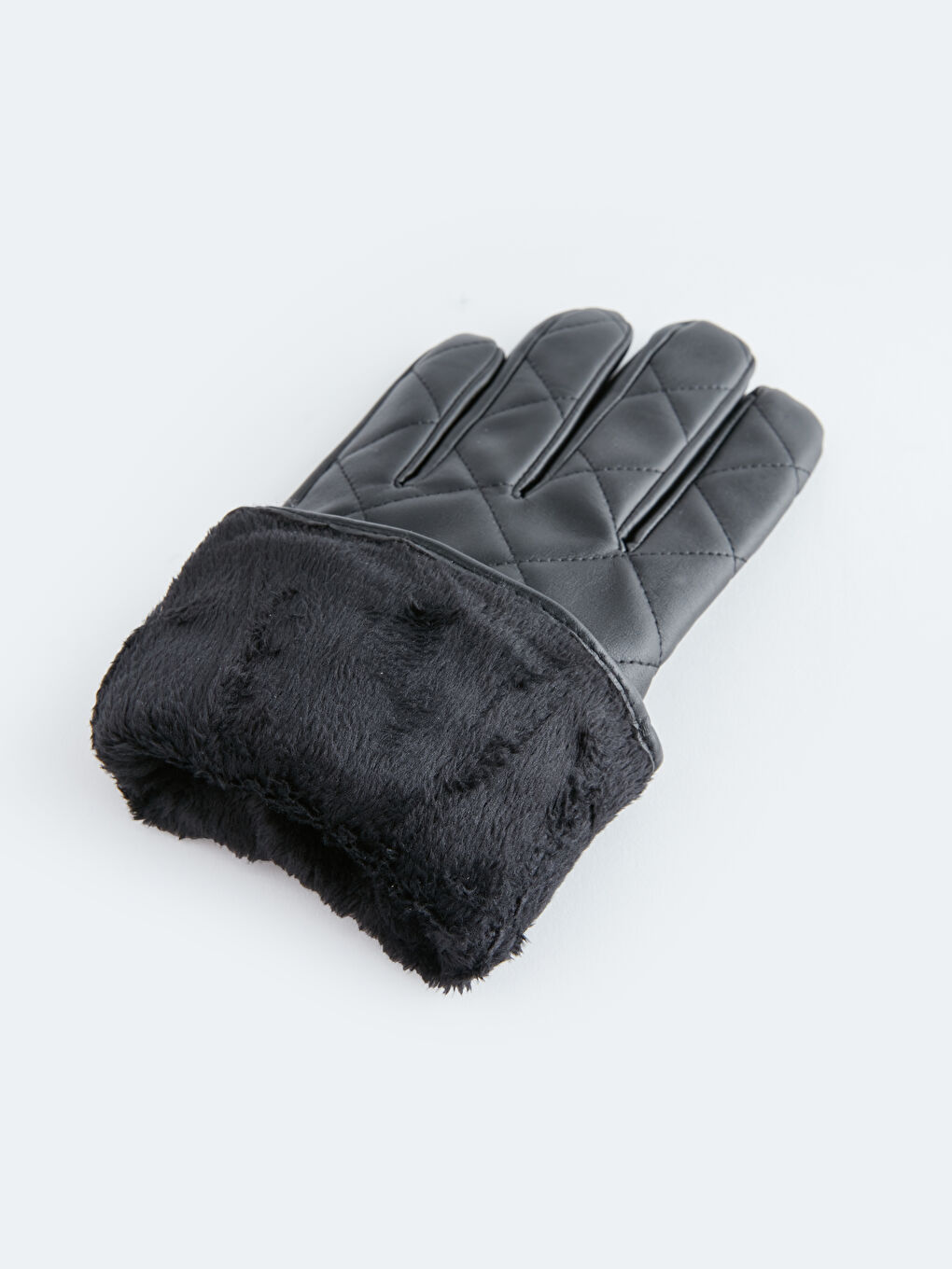 Leather Look Quilted Men's Gloves-2