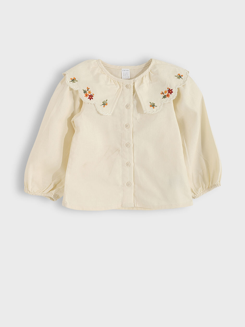LCW Kids Baby Collar Embroidered Long Sleeve Girl Shirt -W3AQ69Z1-FRC
