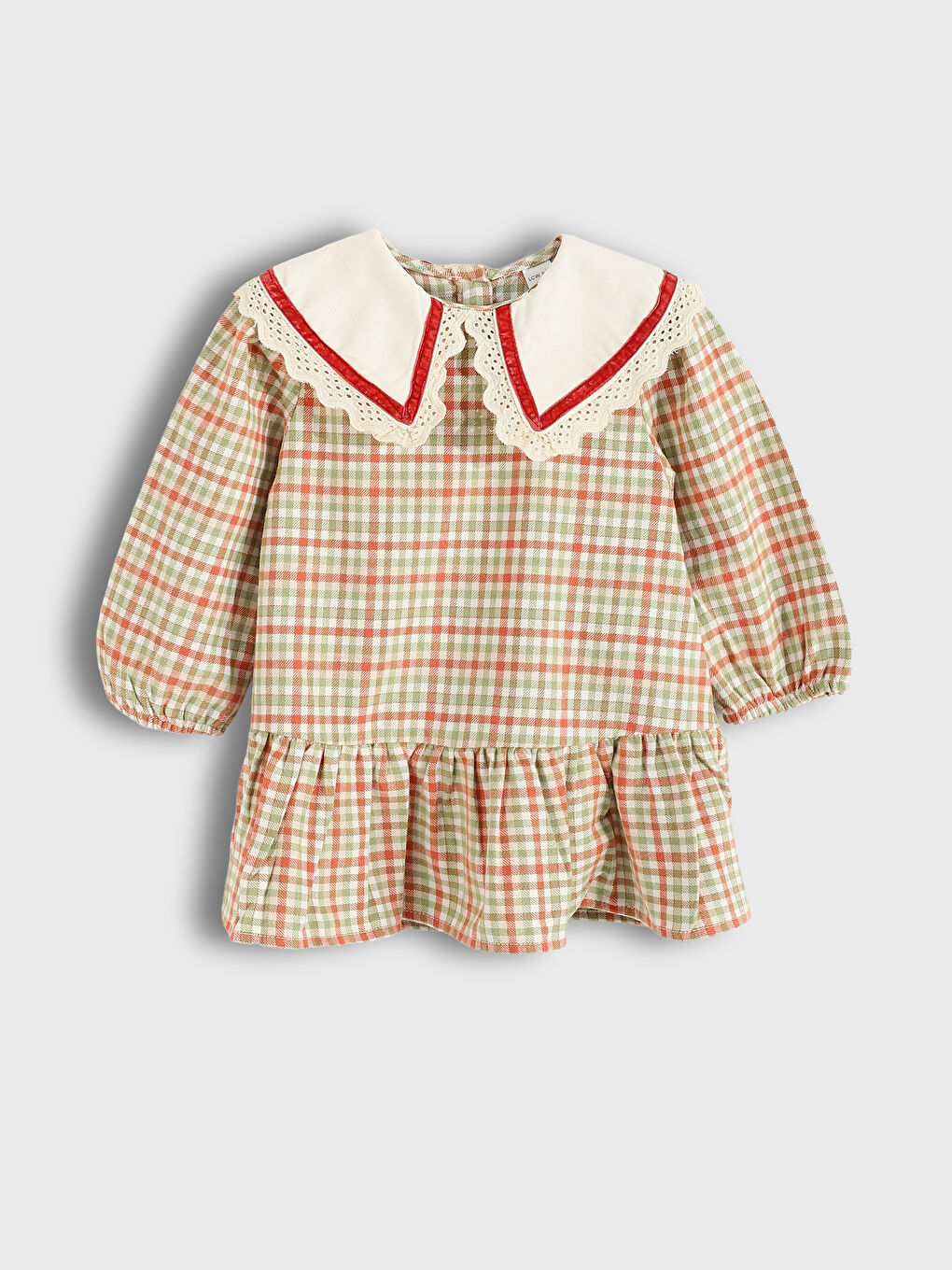 Peter Pan Collar Plaid Pattern Flannel Girls' Dress