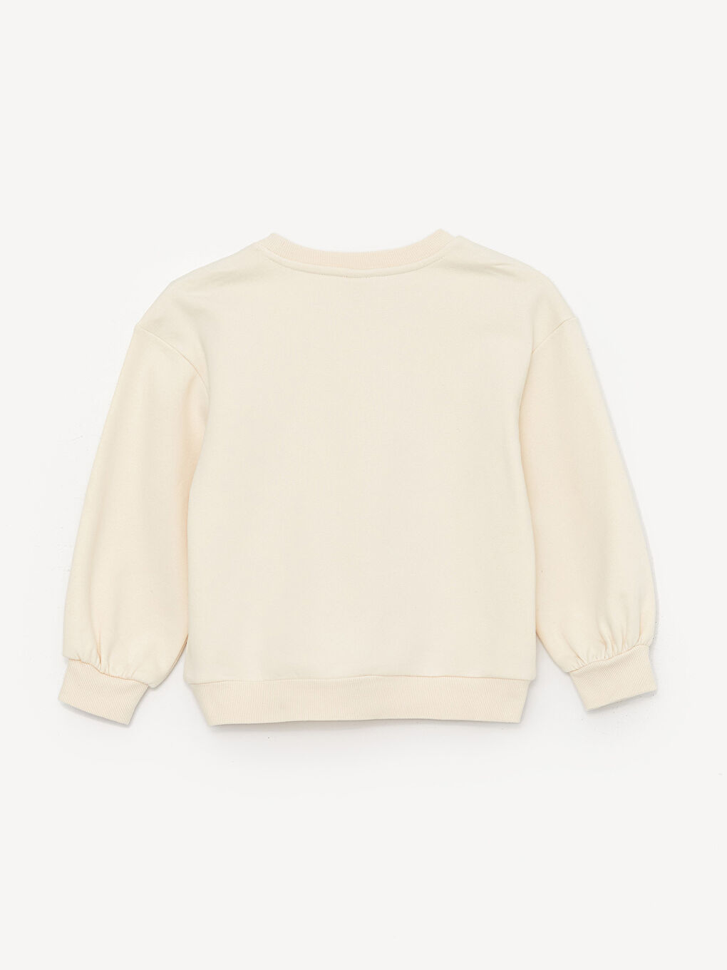 Bej Bisiklet Yaka Baskılı Uzun Kollu Kız Çocuk Sweatshirt-4