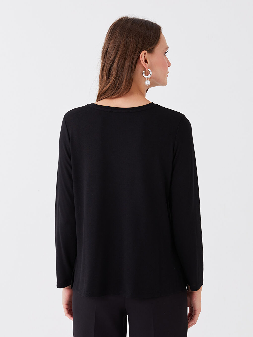 Crew Neck Printed Long Sleeve Women's Blouse-4