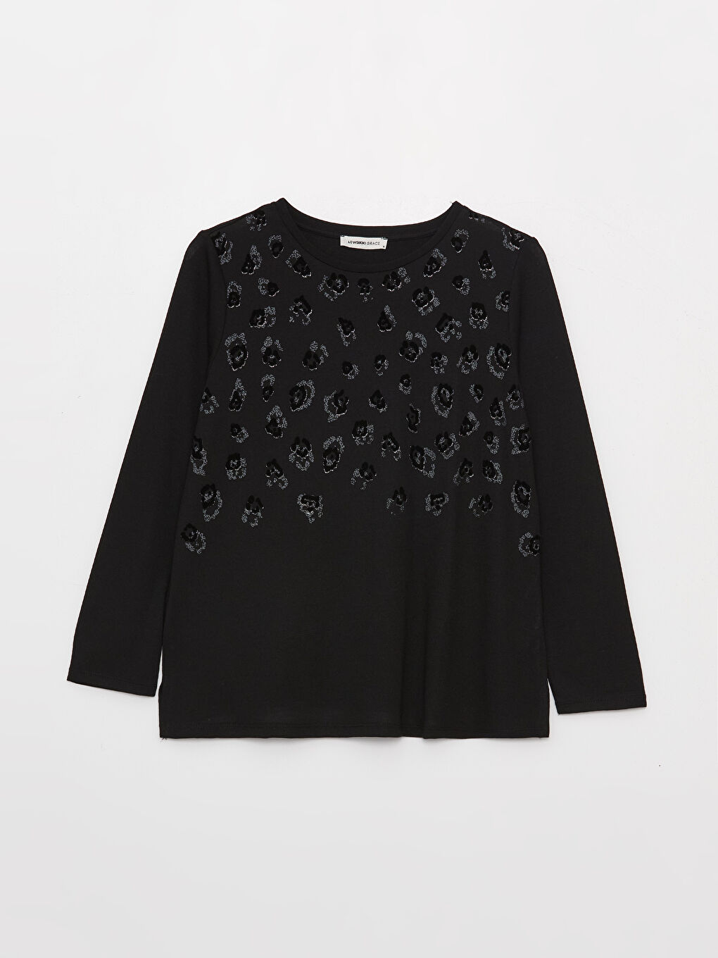 Crew Neck Printed Long Sleeve Women's Blouse-5