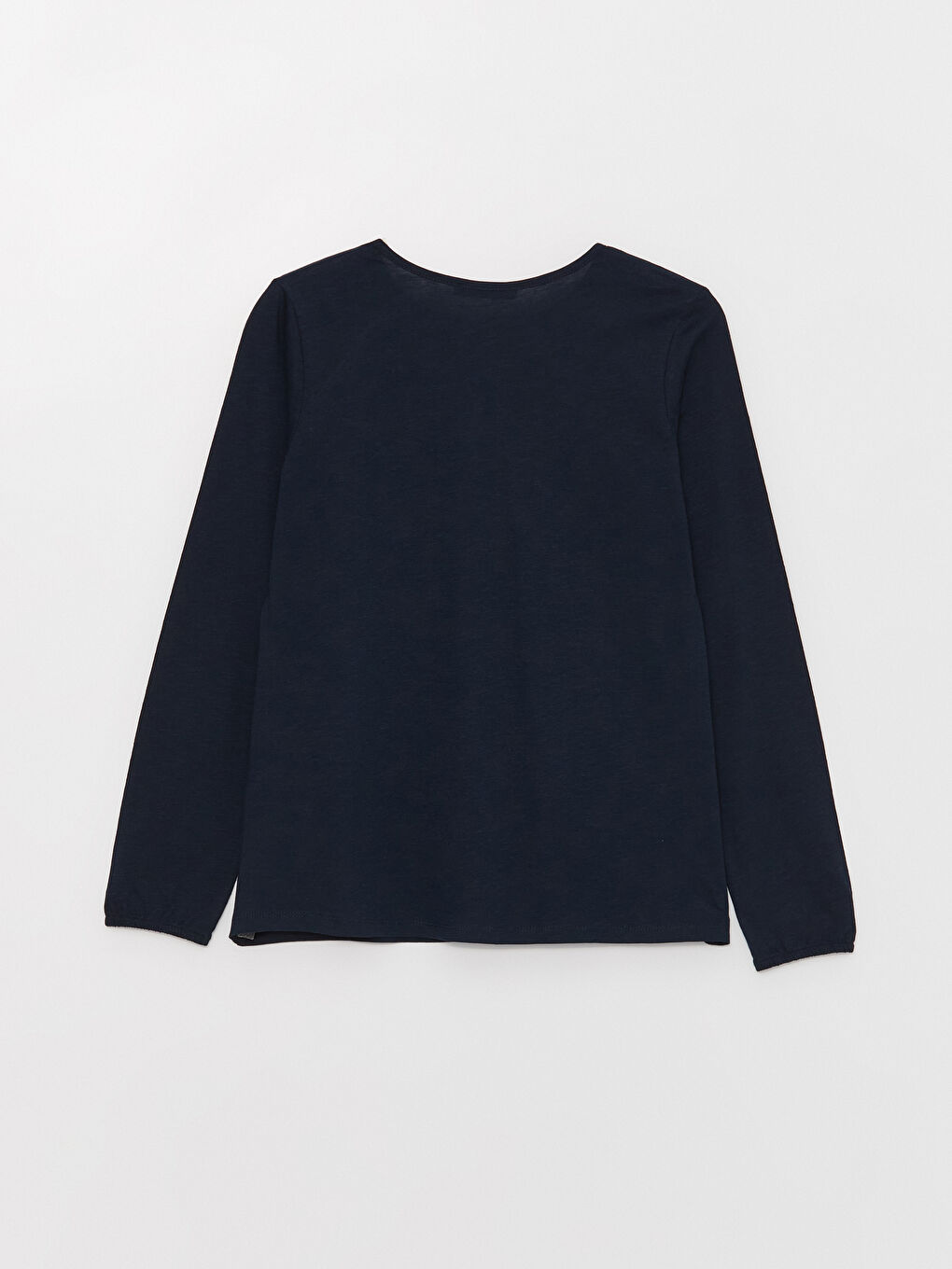 Lacivert Bağlamalı Yaka Baskılı Uzun Kollu Kadın Bluz-6