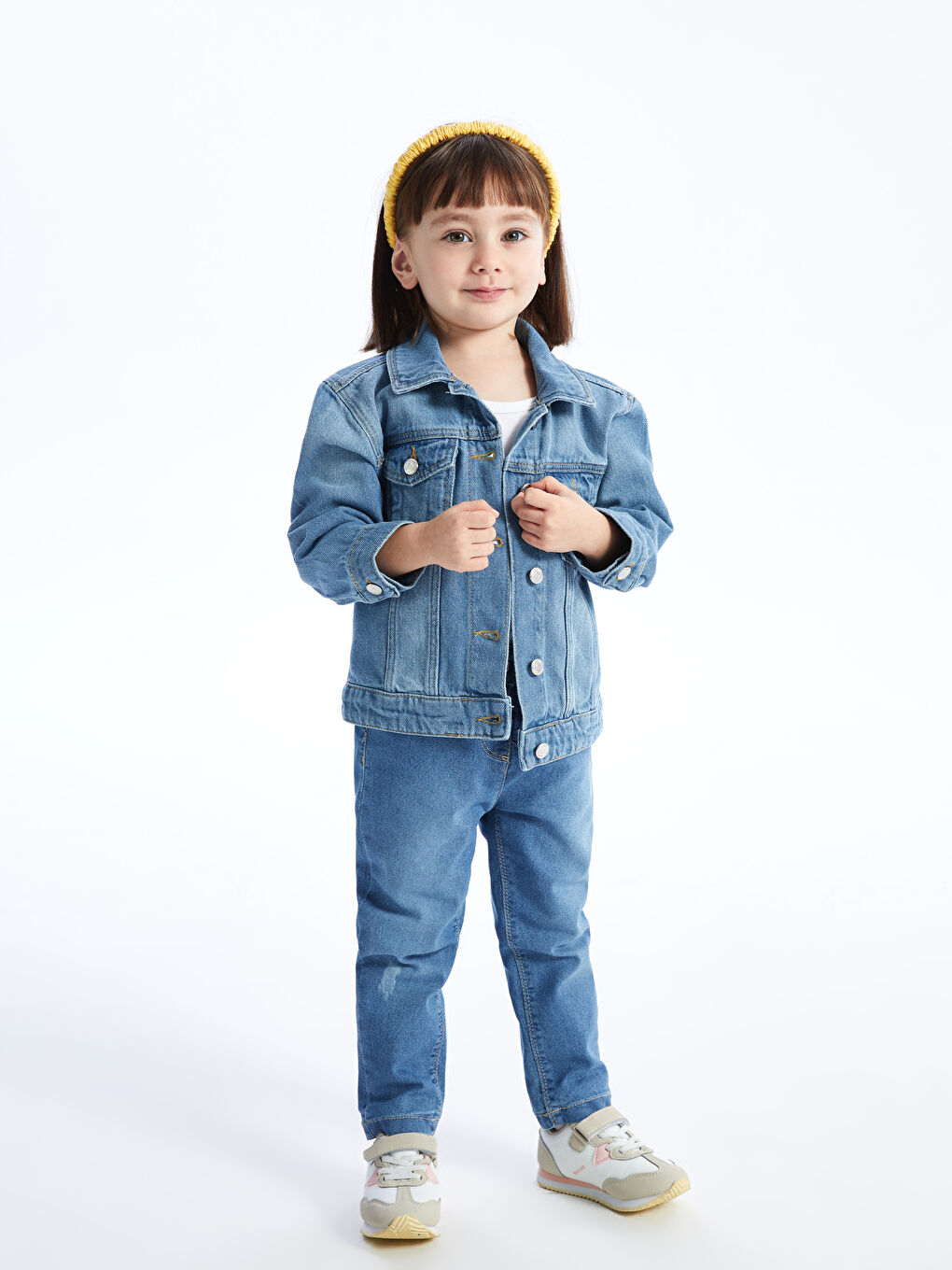 LCW baby İndigo Beli Lastikli Basic Kız Bebek Jean Pantolon