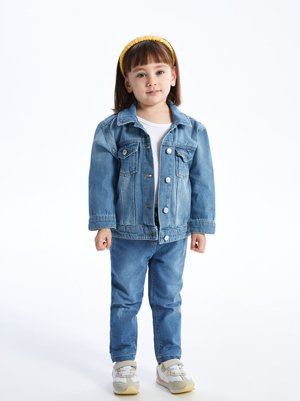 LCW baby İndigo Beli Lastikli Basic Kız Bebek Jean Pantolon - 1