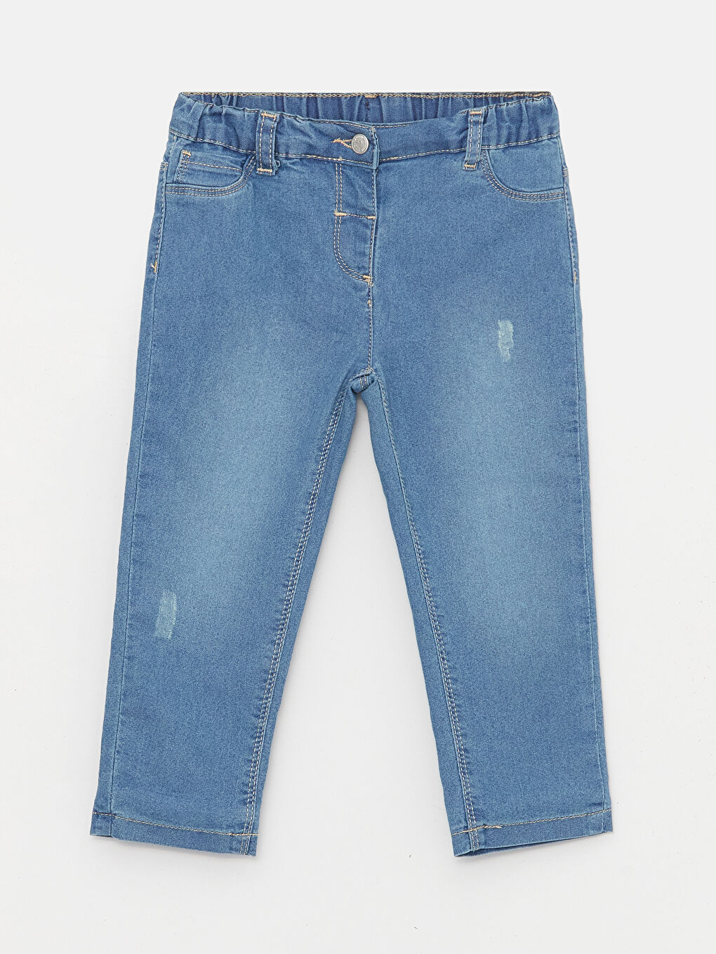 LCW baby İndigo Beli Lastikli Basic Kız Bebek Jean Pantolon - 2