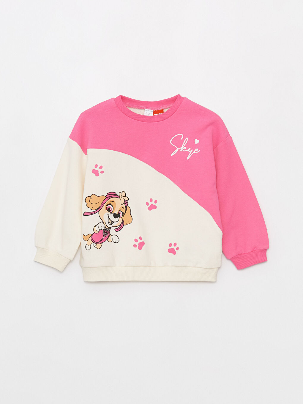 LCW baby Krem Rengi Bisiklet Yaka Uzun Kollu Paw Patrol Baskılı Kız Bebek Sweatshirt - 2