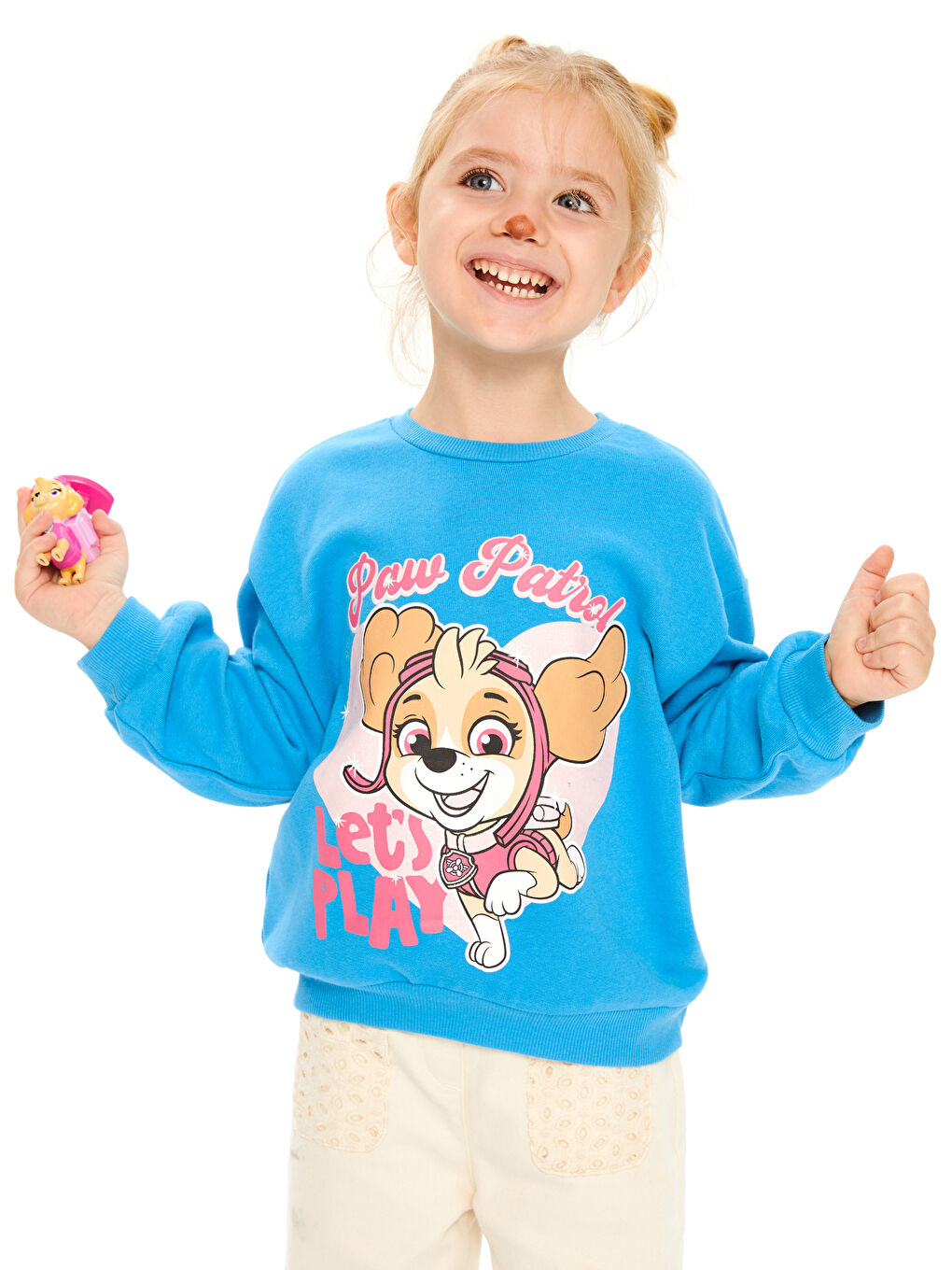 LCW baby Mavi Bisiklet Yaka Paw Patrol Baskılı Kız Bebek Sweatshirt - 1