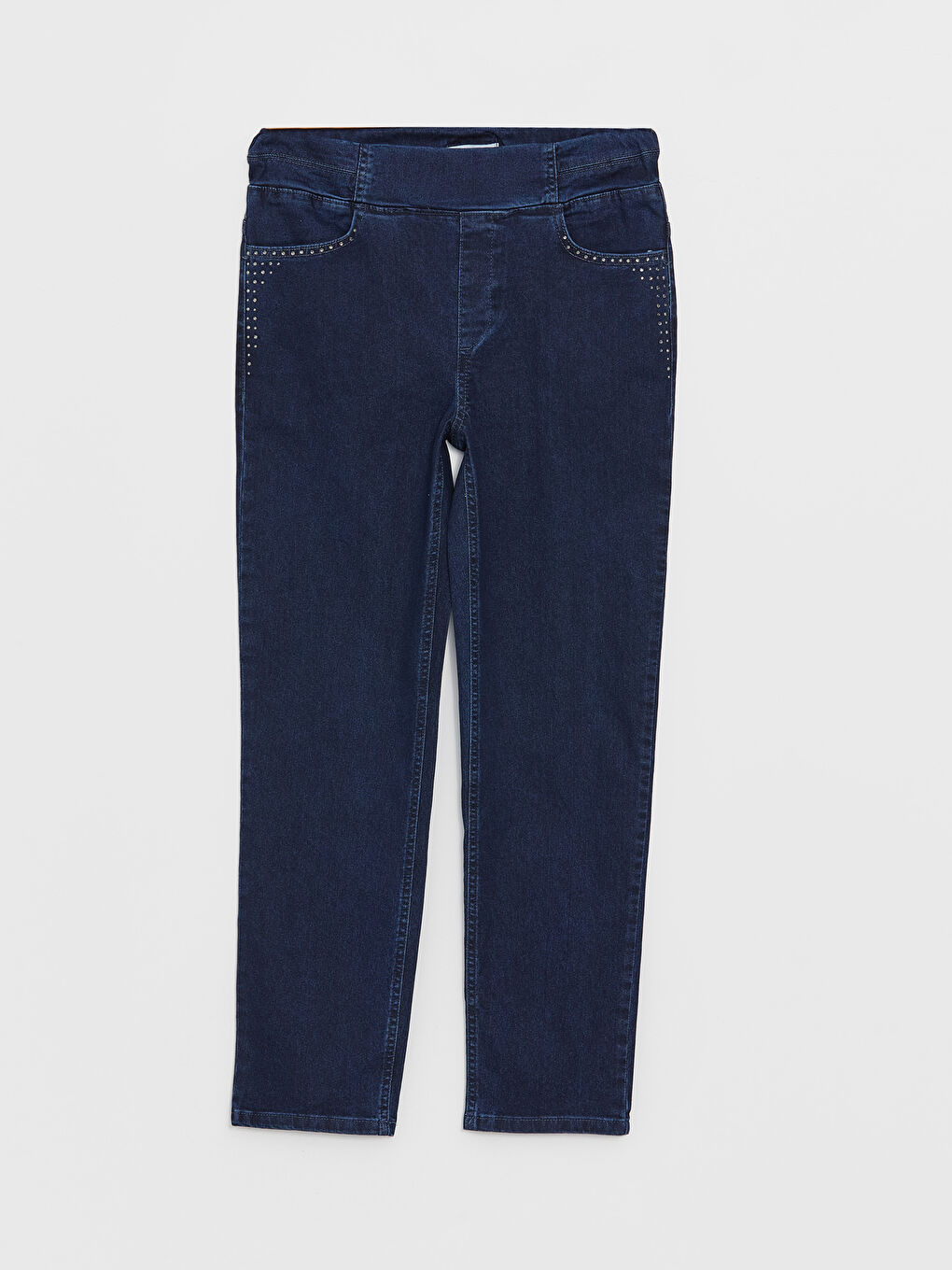 Siyah Slim Fit Parlak Taşlı Kadın Jean Pantolon-4